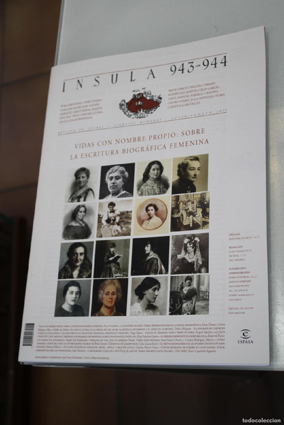 Coleccionismo de Revista Blanco y Negro: &Iacute;nsula, 943-944. Vidas con nombre propio: sobre la escritura biogr&aacute;fica femenina. Julio-Agosto 2025.