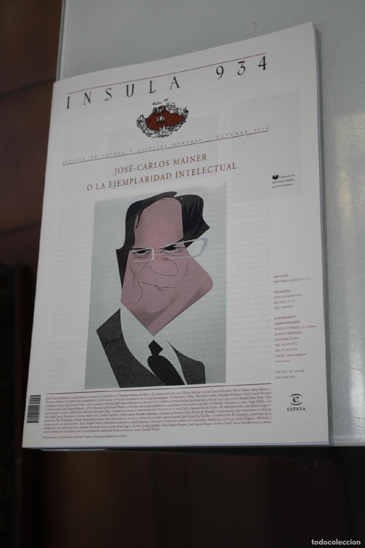 Coleccionismo de Revista Blanco y Negro: &Iacute;nsula, 934. Jos&eacute;-Carlos Mainer o la ejemplaridad intelectual. Octubre 2024. - Vv.aa.