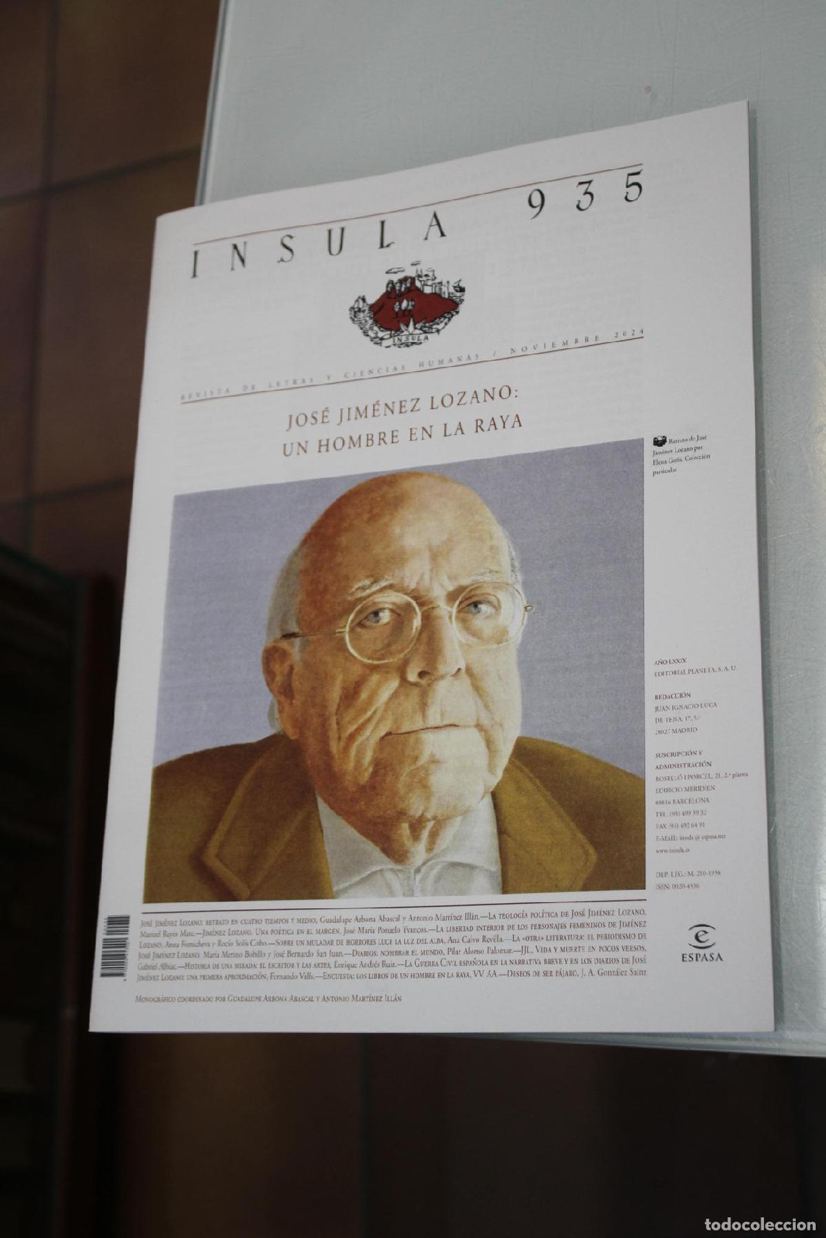 Coleccionismo de Revista Blanco y Negro: &Iacute;nsula, 935. Jos&eacute; Jim&eacute;nez Lozano: un hombre en la raya. Noviembre 2024. - Vv.aa.
