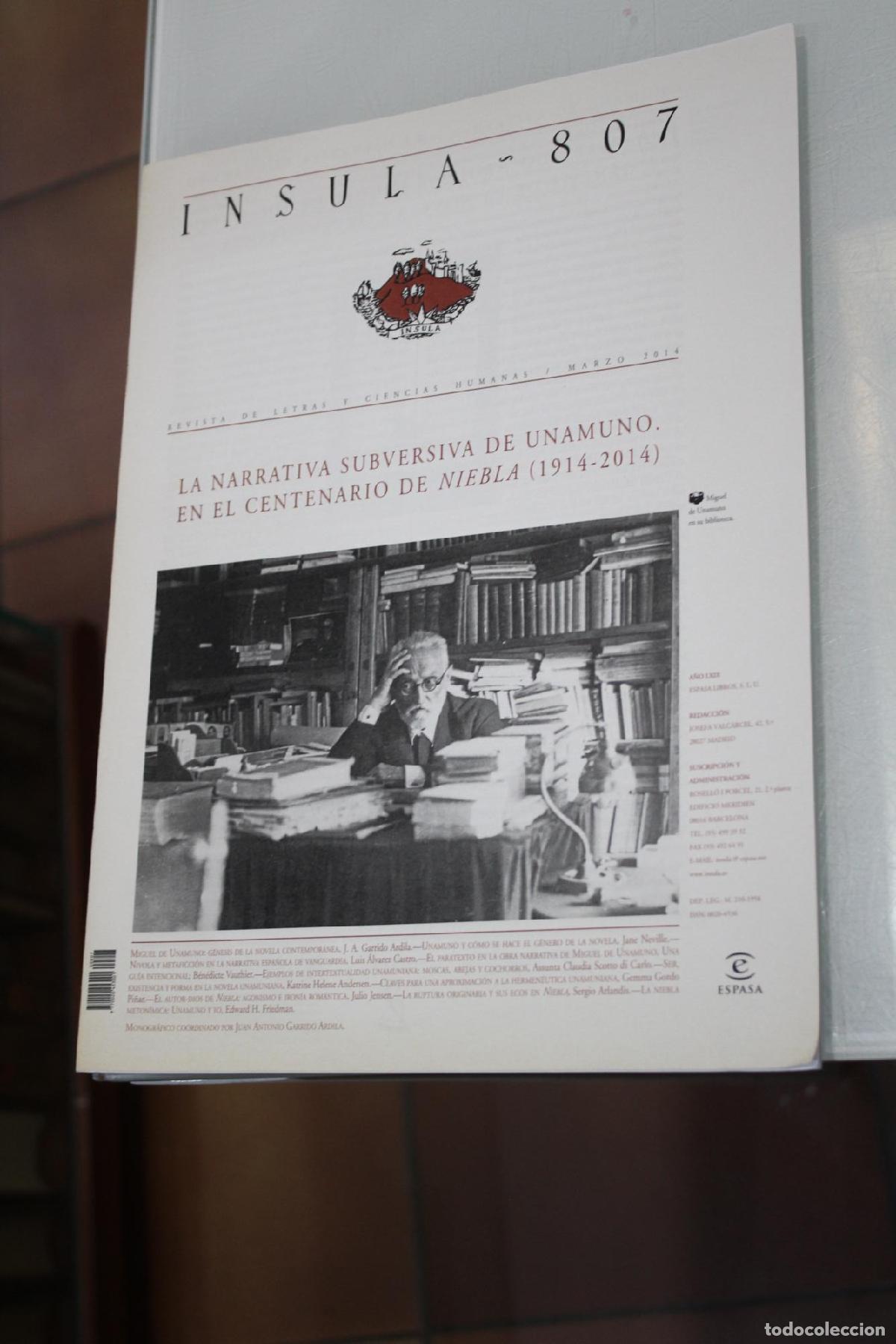 Coleccionismo de Revista Blanco y Negro: &Iacute;nsula, 807. La narrativa subversiva de Unamuno. En el centenario de Niebla (1914-2014). Marzo 2014.