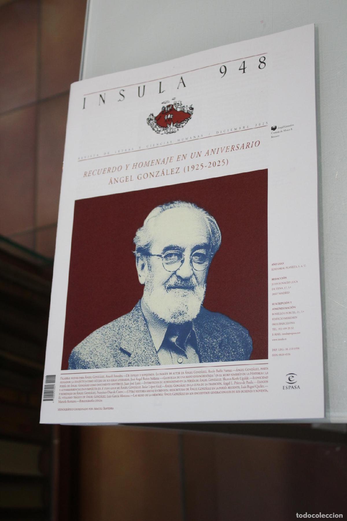 Coleccionismo de Revista Blanco y Negro: &Iacute;nsula, 948. Recuerdo y homenaje en un aniversario. &Aacute;ngel Gonz&aacute;lez (1925-2025). Diciembre 2025. - Vv