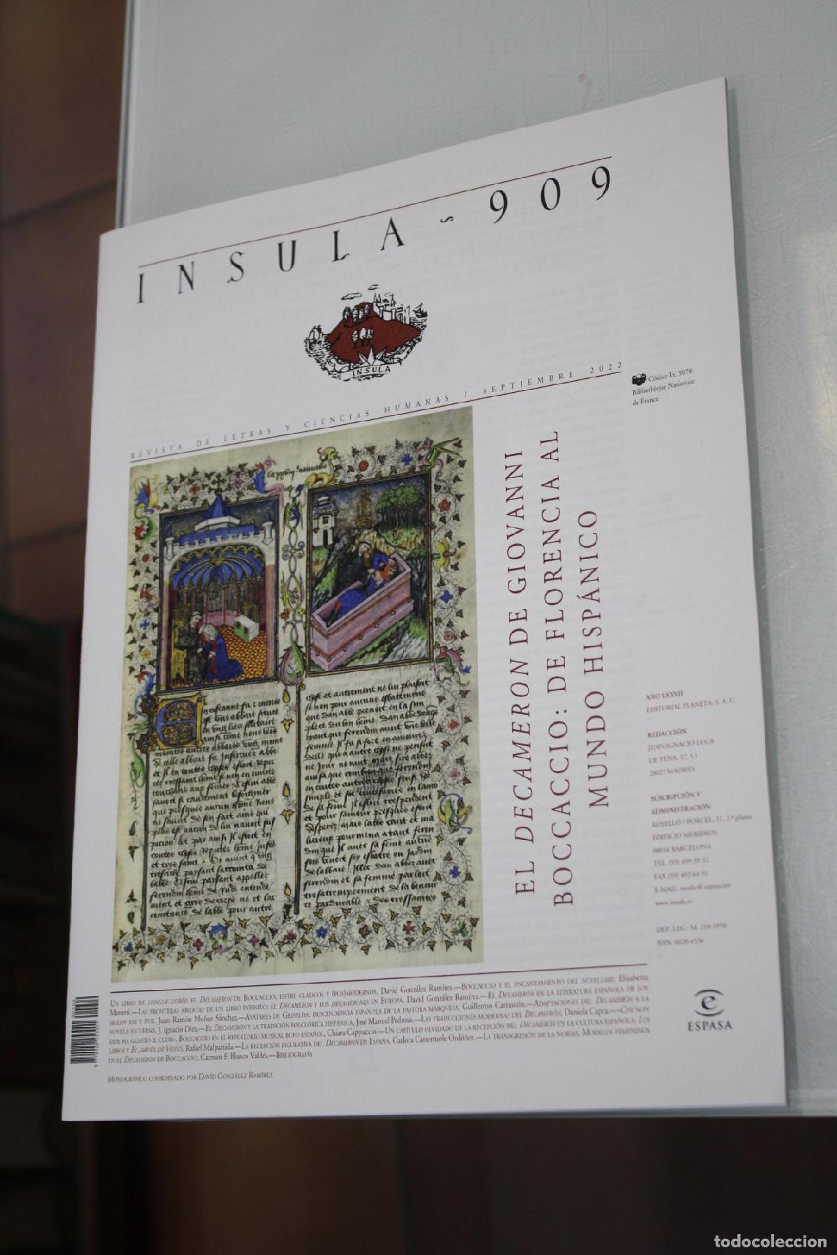 Coleccionismo de Revista Blanco y Negro: &Iacute;nsula, 909. El Decamer&oacute;n de Giovanni Boccaccio: De Florencia al mundo hisp&aacute;nico. Septiembre 2022. -