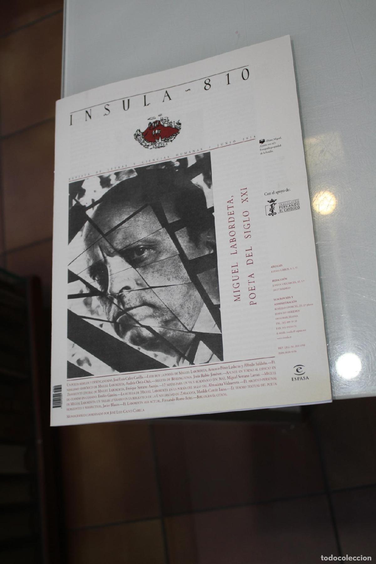 Coleccionismo de Revista Blanco y Negro: &Iacute;nsula, 810. Miguel Labordeta, poeta del siglo XXI. Junio 2014. - Vv.aa.