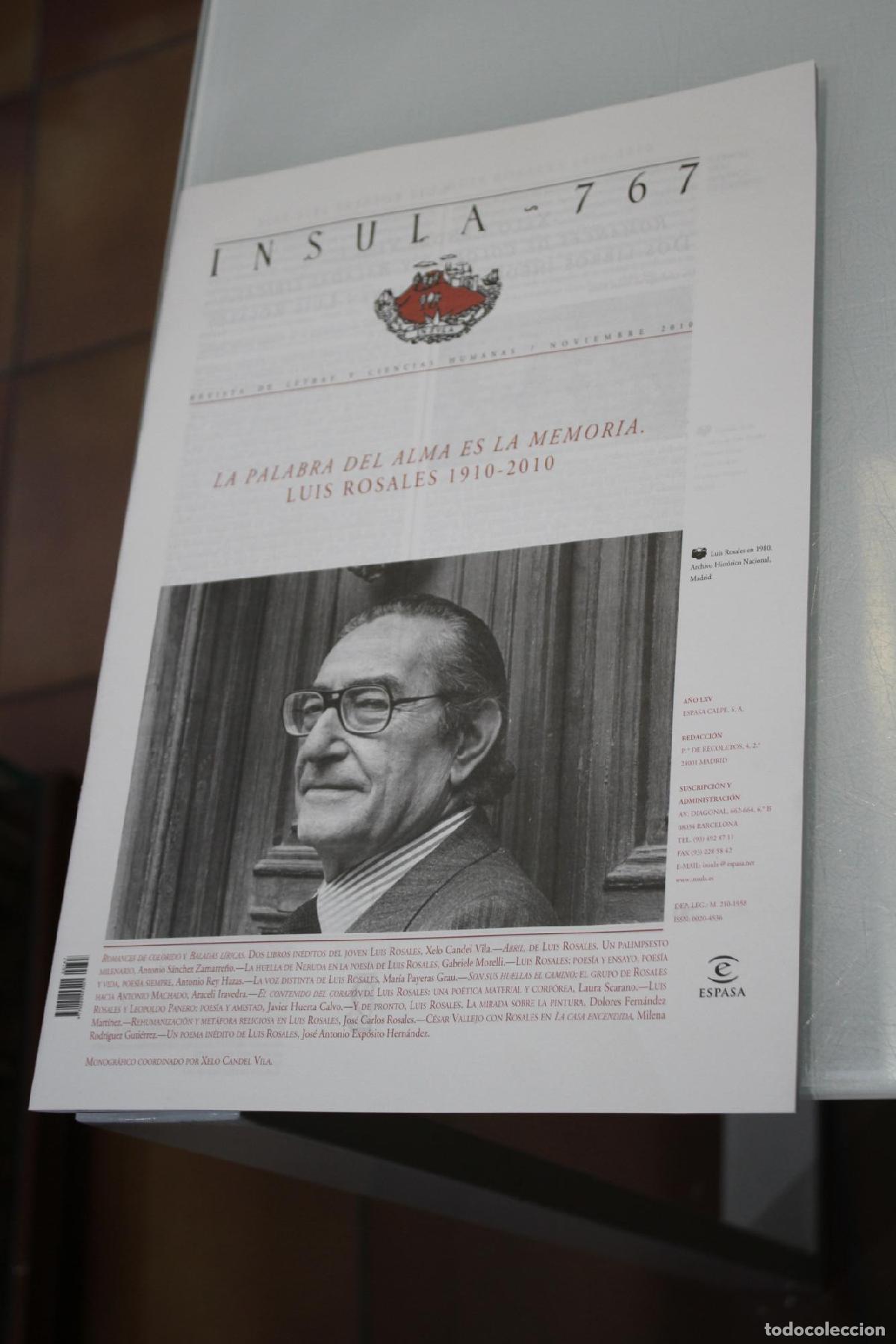Coleccionismo de Revista Blanco y Negro: &Iacute;nsula, 767. La palabra de alma es la memoria. Luis Rosales 1910-2010. Noviembre 2010. - Vv.aa.