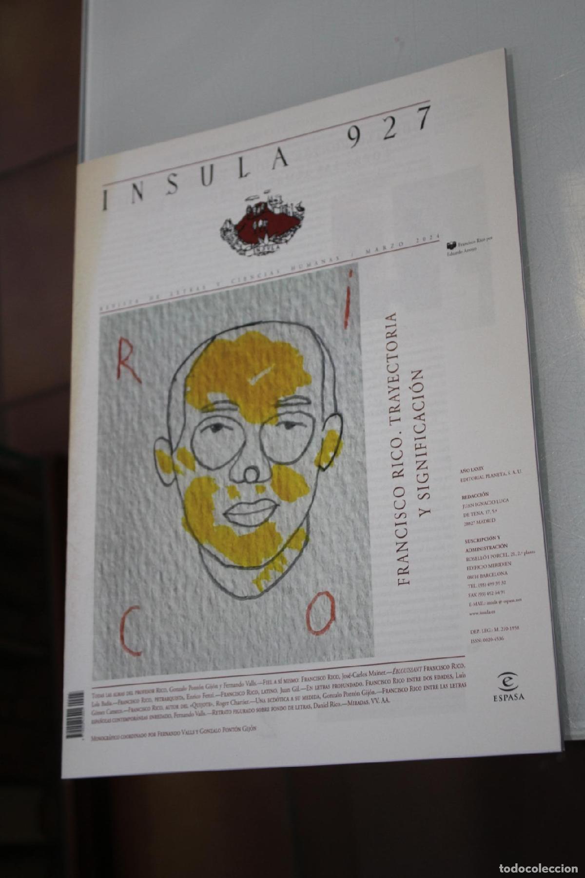 Coleccionismo de Revista Blanco y Negro: &Iacute;nsula, 927. Francisco Rico. Trayectoria y significaci&oacute;n. Marzo 2024. - Vv.aa.