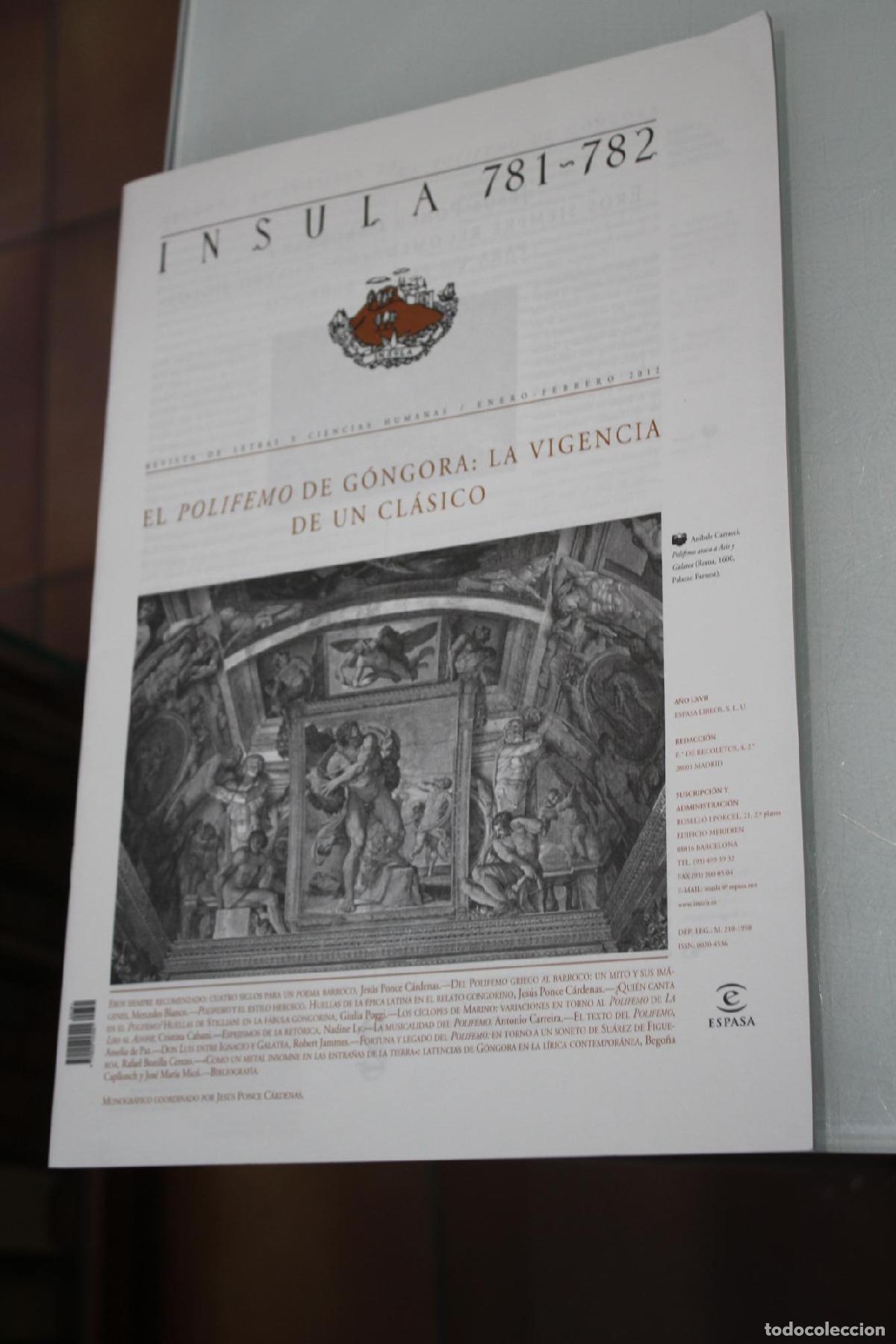 Coleccionismo de Revista Blanco y Negro: &Iacute;nsula, 781-782. El Polifemo de G&oacute;ngora: La vigencia de un cl&aacute;sico. Enero-Febrero 2012. - Vv.aa.