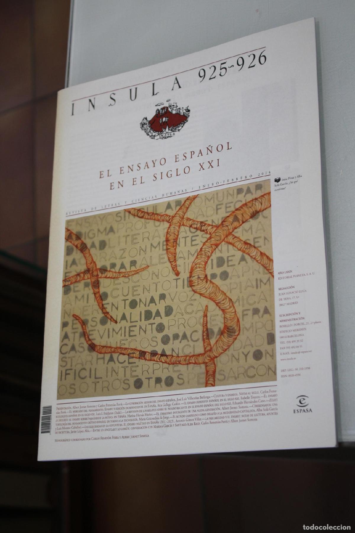 Coleccionismo de Revista Blanco y Negro: &Iacute;nsula, 925-926. El ensayo espa&ntilde;ol en el siglo XXI. Enero-Febrero 2024. - Vv.aa.