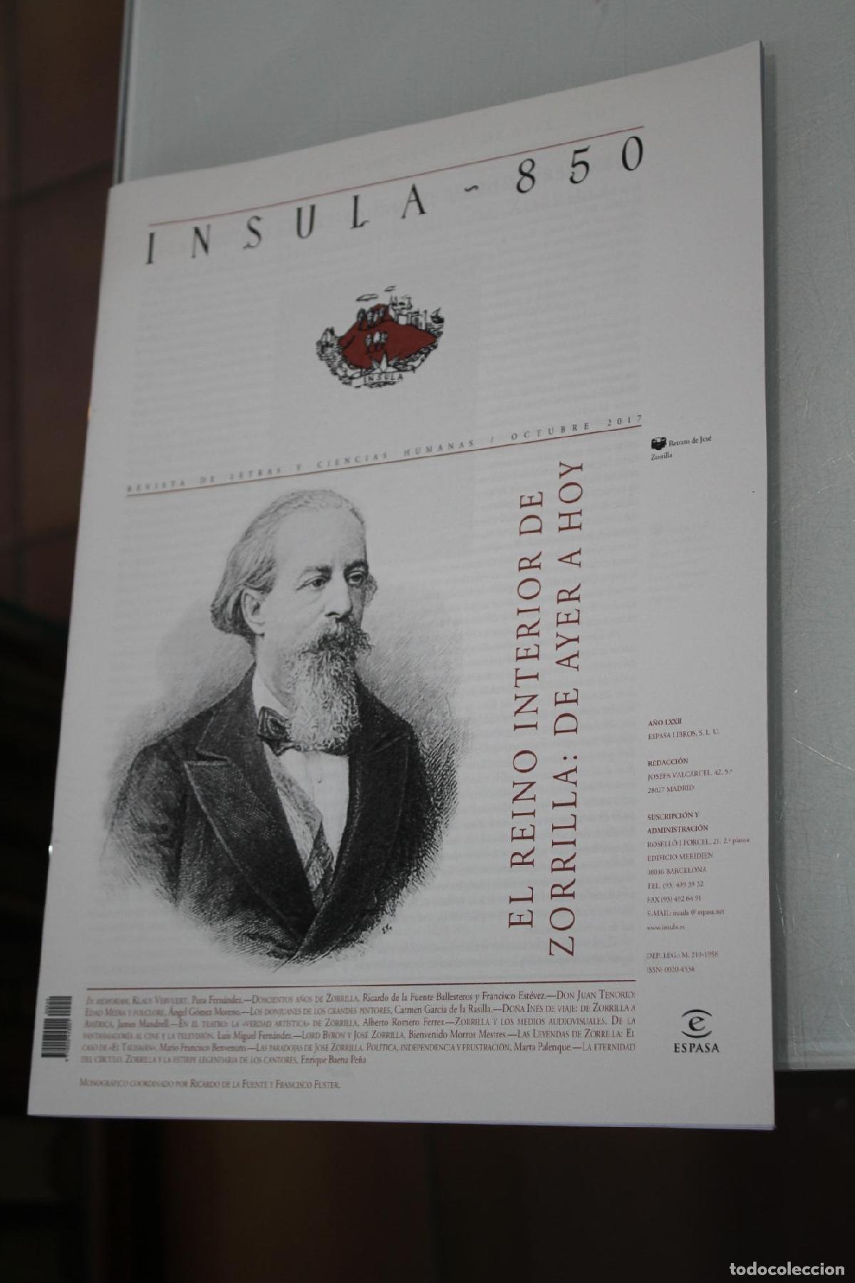 Coleccionismo de Revista Blanco y Negro: &Iacute;nsula, 850. El reino interior de Zorrilla: de ayer a hoy. Octubre 2017 - Vv.aa.