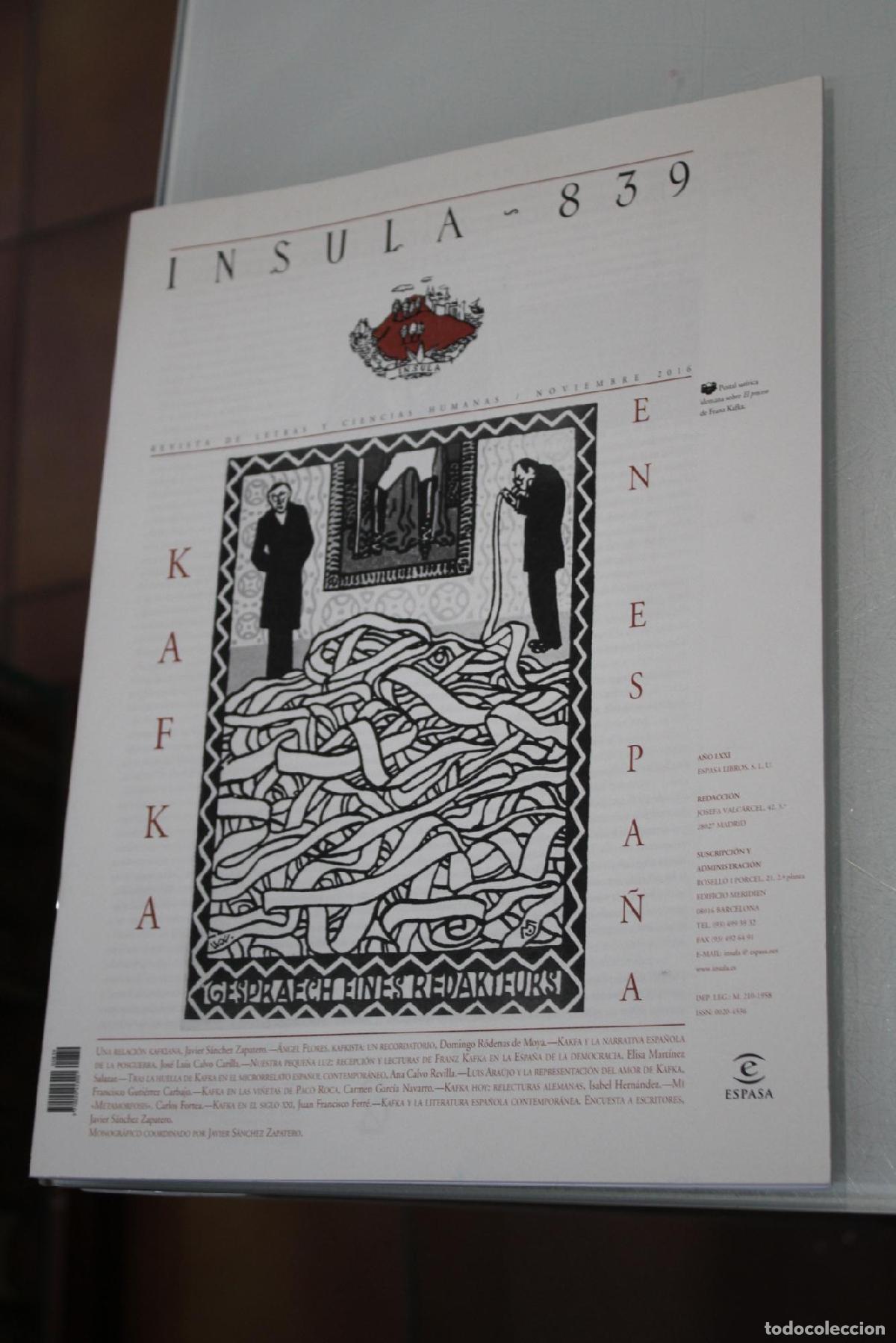 Coleccionismo de Revista Blanco y Negro: &Iacute;nsula, 839. Kafka en Espa&ntilde;a. Noviembre 2016. - Vv.aa.