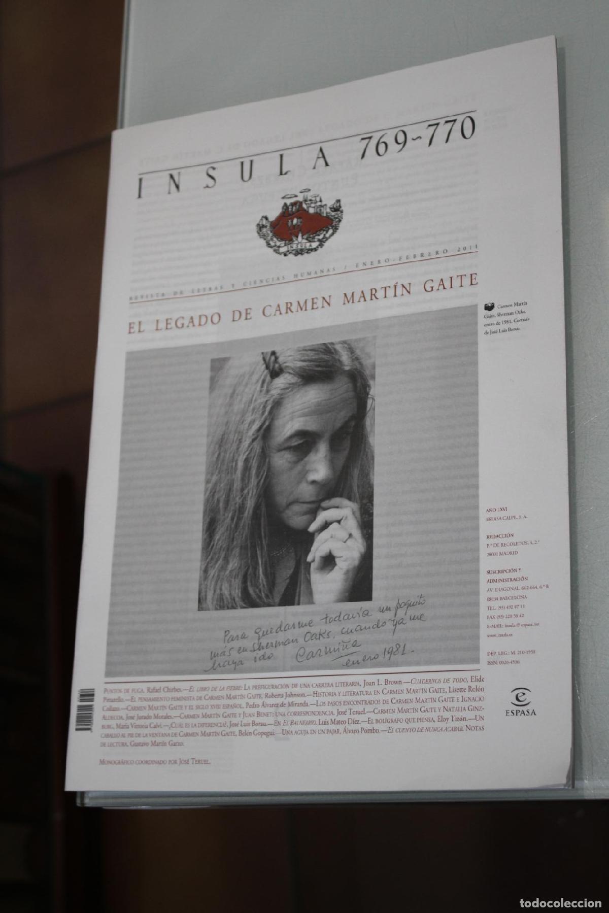 Coleccionismo de Revista Blanco y Negro: &Iacute;nsula, 769-770. El legado de Carmen Mart&iacute;n Gaite. Enero-Febrero 2011. - Vv.aa.