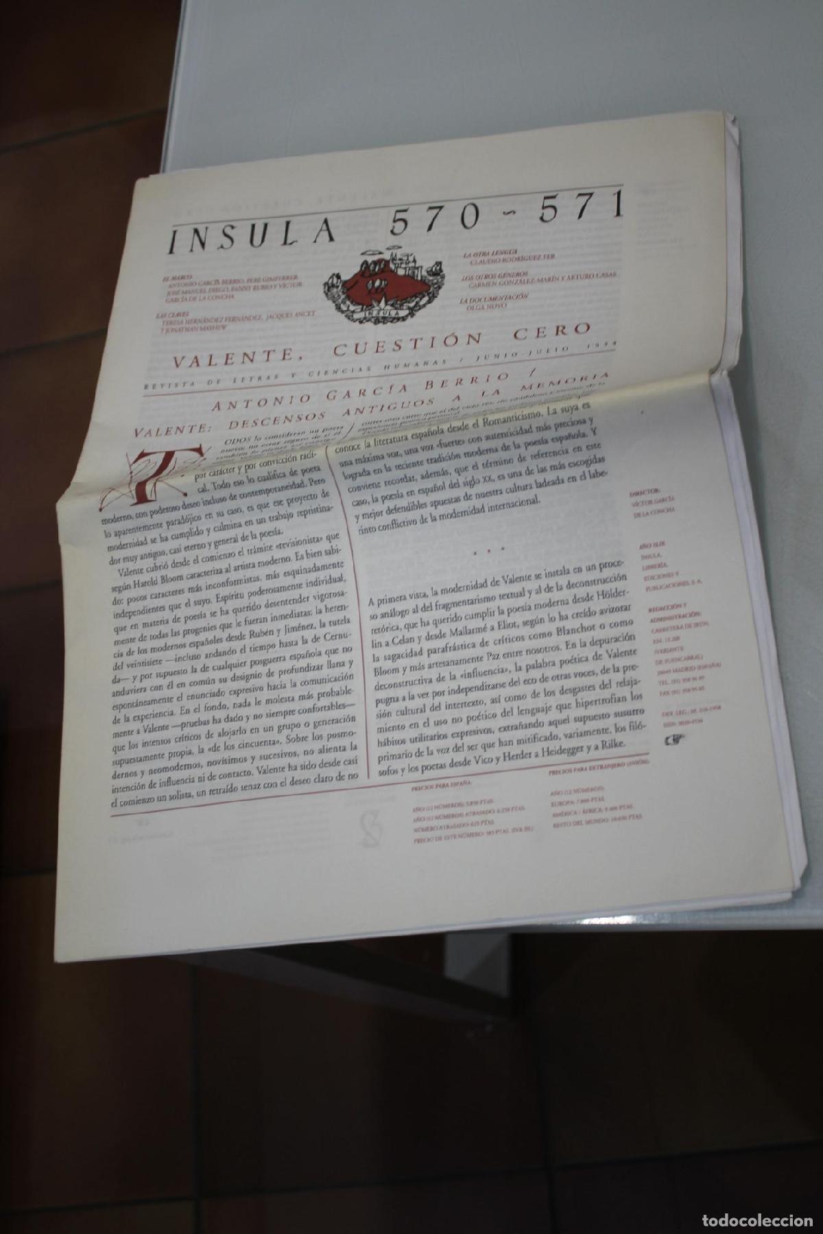 Coleccionismo de Revista Blanco y Negro: &Iacute;nsula, 570-571. Valente, cuesti&oacute;n cero. Valente: descensos antiguos a la memoria. Junio-Julio 1994.