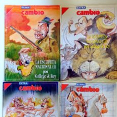 Coleccionismo de Revista Cambio 16: LA ESCOPETA NACIONAL. GALLEGO Y REY. EXTRA CAMBIO 16. I, II, III Y IV (COMPLETO). DIBUJOS HUMOR. Lote 250131985