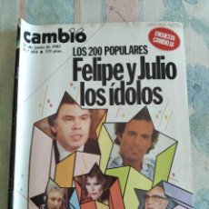 Coleccionismo de Revista Cambio 16: CAMBIO 16. LOS 200 POPULARES, FELIPE Y JULIO, LOS ÍDOLOS. 27 JUNIO 1983. Nº 604. LEER.