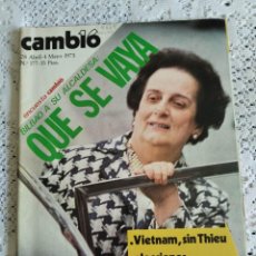 Coleccionismo de Revista Cambio 16: CAMBIO 16. BILBAO A SU ALCADESA: QUE SE VAYA.. 28 ABRIL, 4 MAYO 1975. Nº 177. LEER.. Lote 338891338