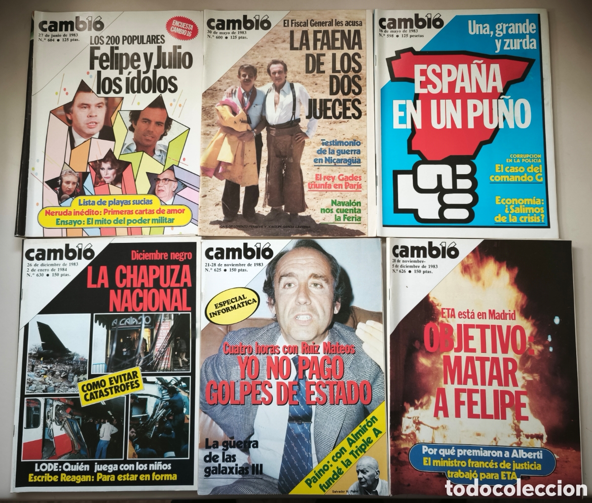 Coleccionismo de Revista Cambio 16: LOTE DE 72 REVISTAS CAMBIO 16, A&Ntilde;OS 1983 1984 1985