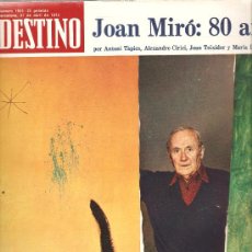 Coleccionismo de Revista Destino: DESTINO: JOAN MIRO, BOIX I RASPALL, PICASSO. Lote 13946803