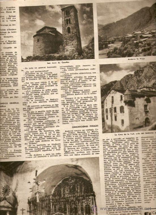 REVISTA.AÑO 1951.ANDORRA.SANT JOAN DE CASELLES.CASA DE LA VALL.BADALONA. (Coleccionismo - Revistas y Periódicos Modernos (a partir de 1.940) - Revista Destino)