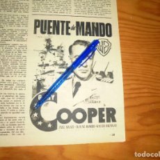 Coleccionismo de Revista Destino: PUBLICIDAD PELICULA : PUENTE DE MANDO. GARY COOPER, JANE WYATT. DESTINO, DCMBRE 1950