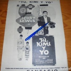Coleccionismo de Revista Destino: PUBLICIDAD PELICULA : TU, KIMI Y YO. JERRY LEWIS .DESTINO, ABRIL 1960