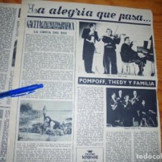 Collezionismo di Rivista Destino: RECORTE PRENSA : POMPOFF, THEDY Y FAMILIA ( EMILIO ARAGON ) . DESTINO, FEBRERO 1957