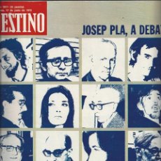 Coleccionismo de Revista Destino: REVISTA DESTINO DE 17-06-1972.SUMARIO EN INTERIOR.JOSEP PLA,FERIA DEL LIBRO,. Lote 339831263