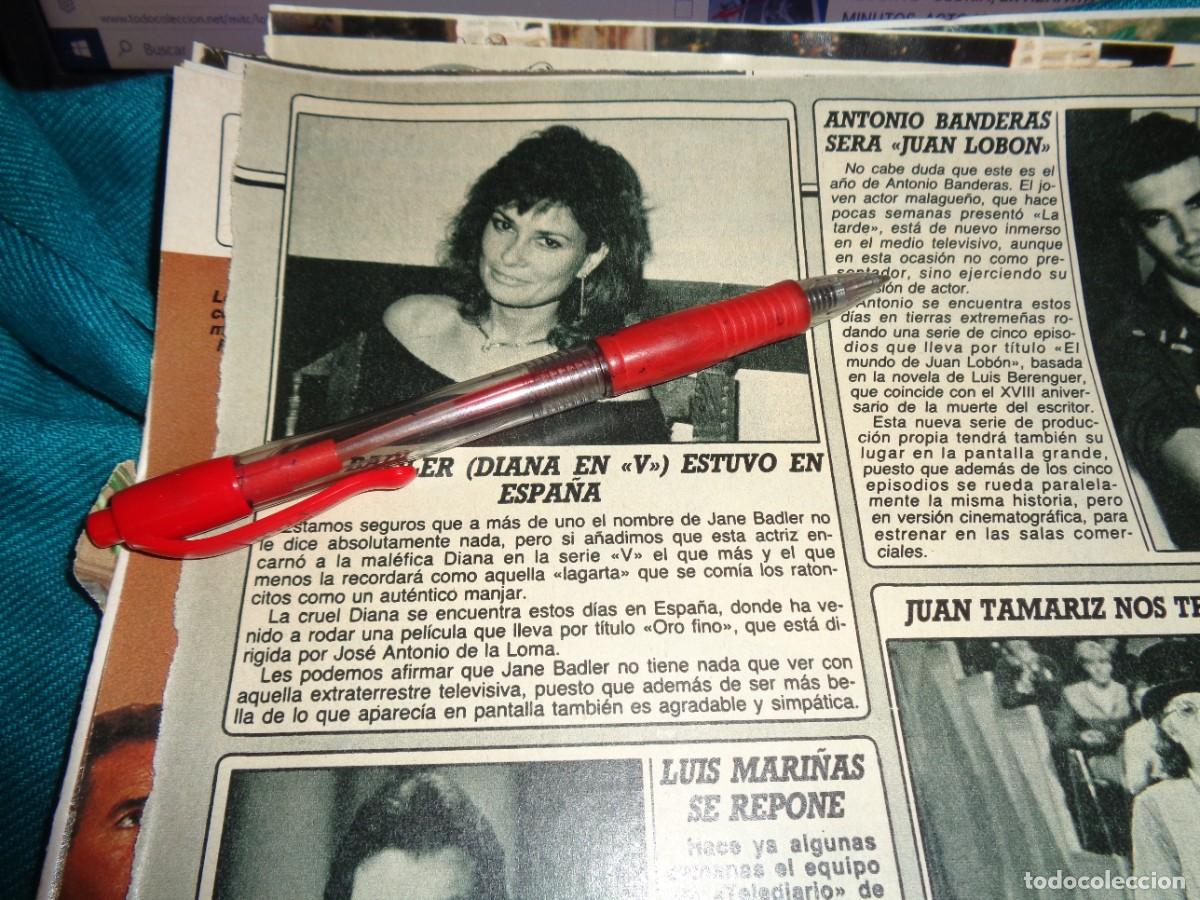 Coleccionismo de revista Destino: RECORTE : JANE BADLER, DIANA EN LA SERIE &rdquo;V&rdquo;. DIEZ MINUTOS, OCTB 1986