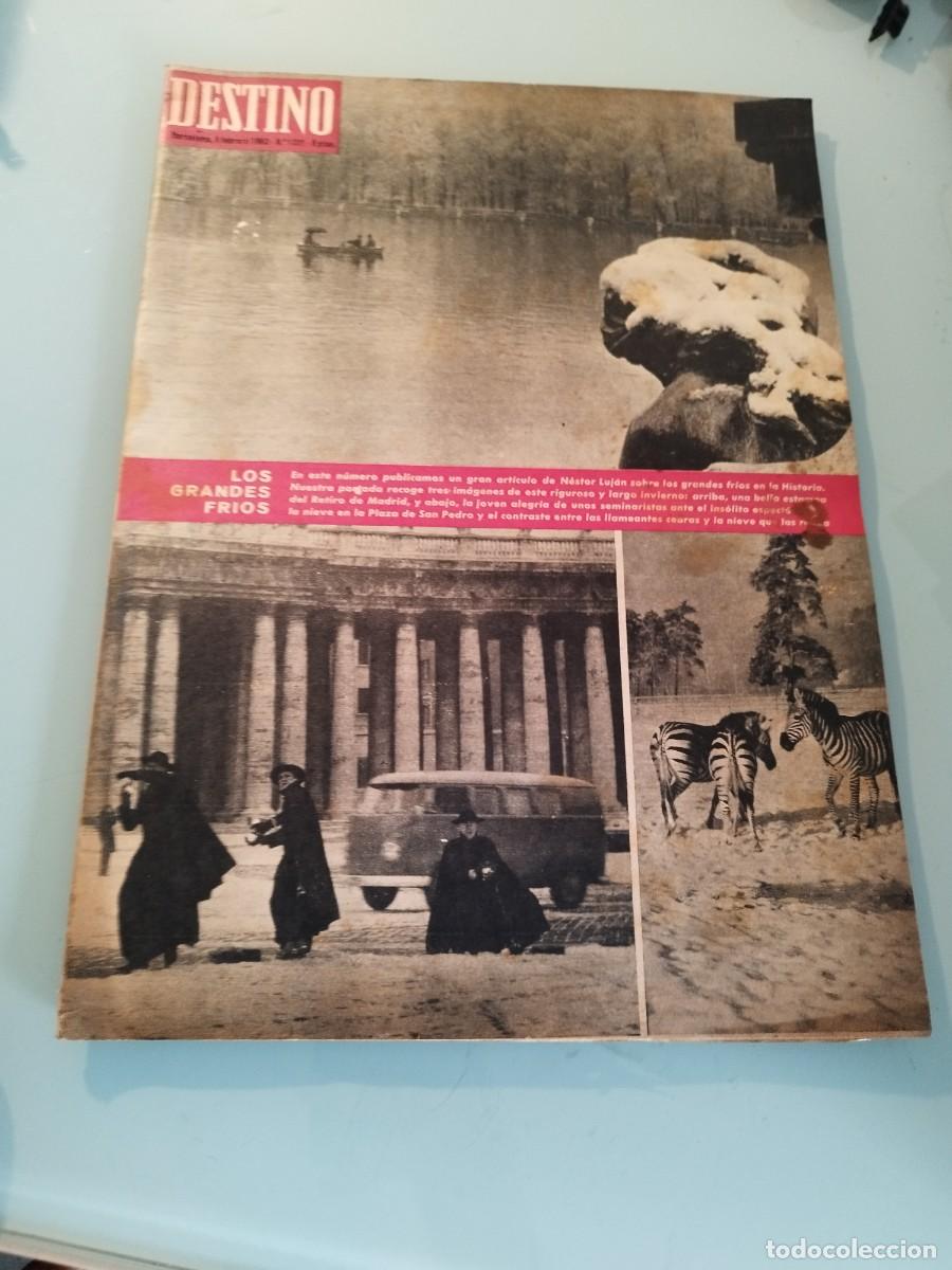 Coleccionismo de revista Destino: Antigua revista Destino, Barcelona 9 febrero 1963 N.&ordm; 1331. Los grandes fr&iacute;os, parque del retiro.