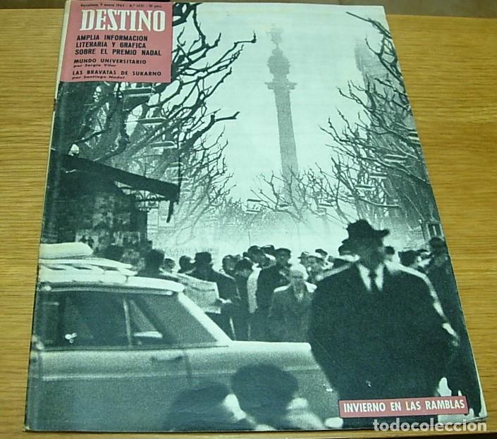 Coleccionismo de revista Destino: Revista DESTINO n&ordm; 1431 Portada RAMBLAS DE BARCELONA 1965 PREMIOS NADAL GABRIEL CELAYA CALISAY