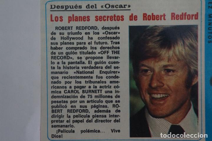 Collection Magazine Diez Minutos: RECORTE REPORTAJE DE CLIPPING DE ROBERT REDFORD REVISTA DIEZ MINUTOS N&ordm; 1548 PAG 61