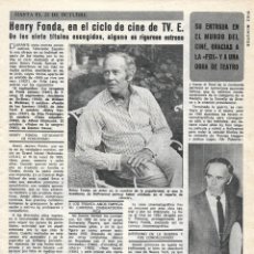 Coleccionismo de Revista Diez Minutos: HENRY FONDA: REPORTAJE GRÁFICO. AÑOS 70. Lote 283274703
