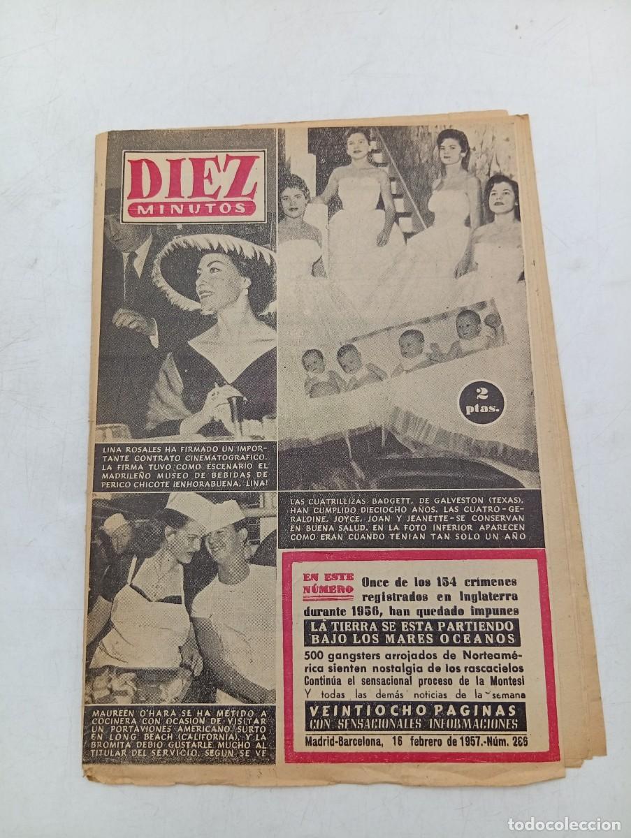 Coleccionismo de Revista Diez Minutos: REVISTA DIEZ MINUTOS. N&ordm; 266. A&Ntilde;O 1957. LAS CUATRILLIZAS BADGETT. LINA ROSALES. GINA LOLLO... LEER.