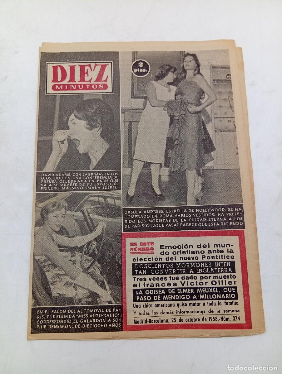 Coleccionismo de Revista Diez Minutos: REVISTA DIEZ MINUTOS. N&ordm; 374. A&Ntilde;O 1958. URSULA ANDRESS. HOOVER Y TRUMAN. EXPLOSION MINA ... LEER.