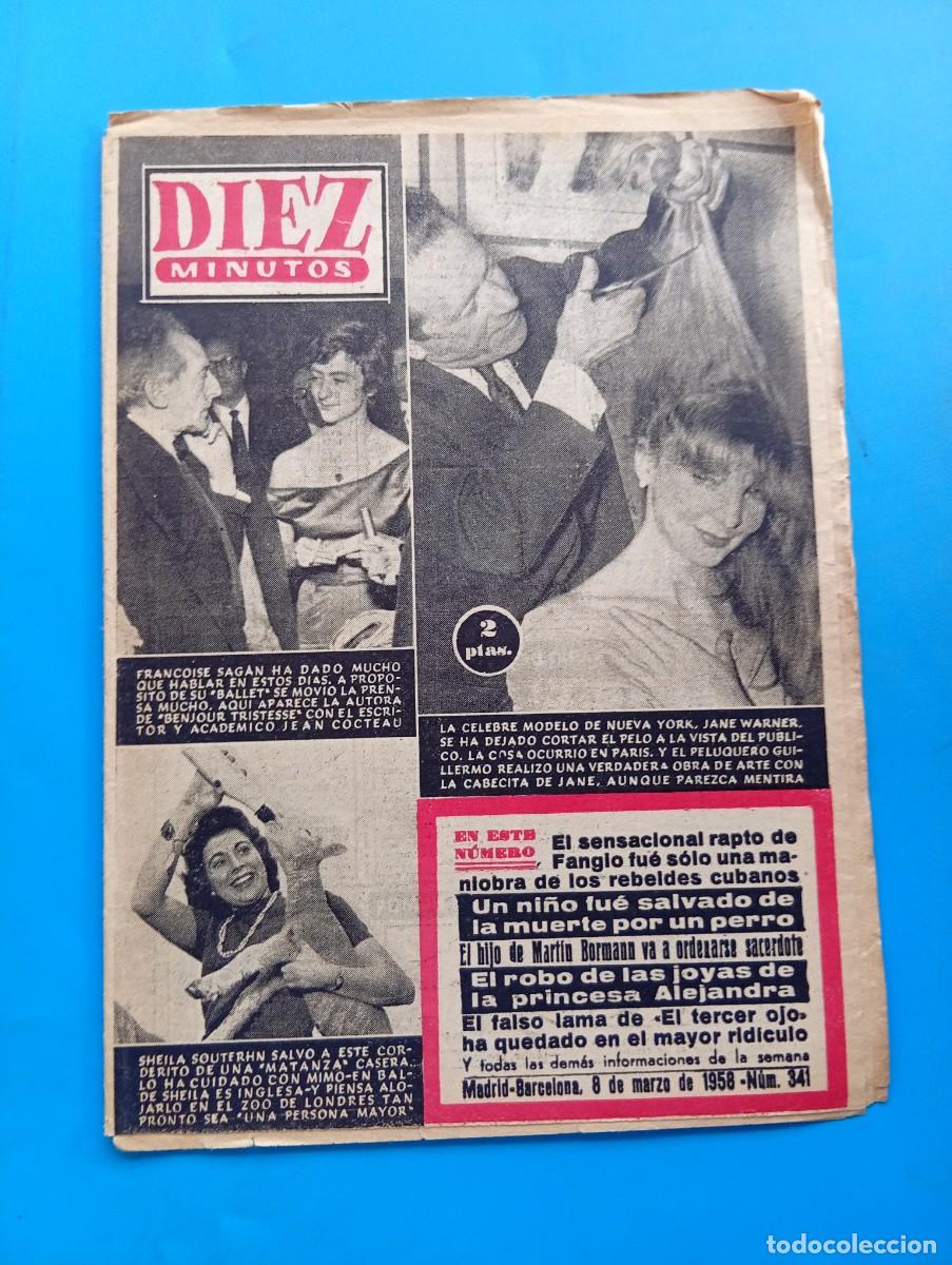 Coleccionismo de Revista Diez Minutos: REVISTA DIEZ MINUTOS. N&ordm; 341. A&Ntilde;O 1958. JANE WARNER, SE CORTA EL PELO. FRANCOISE SAGAN...... LEER.