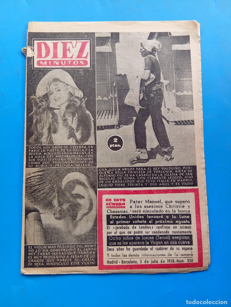 Coleccionismo de Revista Diez Minutos: REVISTA DIEZ MINUTOS. N&ordm; 358. A&Ntilde;O 1958. EL VIOLIN MAS PEQUE&Ntilde;O DEL MUNDO. YOLANDA MAGNY. LA.... LEER.