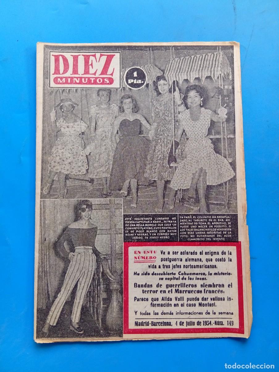 Coleccionismo de Revista Diez Minutos: REVISTA DIEZ MINUTOS. N&ordm; 149. A&Ntilde;O 1954. EN PARIS, COLUMPIO COMO TABURETE. CONJUNTO PLAYERO.... LEER.