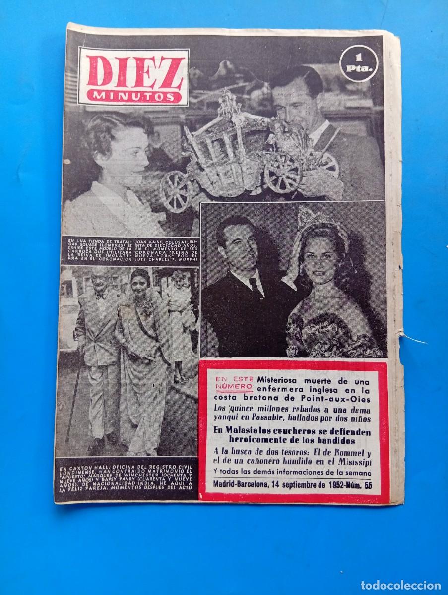 Coleccionismo de Revista Diez Minutos: REVISTA DIEZ MINUTOS. N&ordm; 55. A&Ntilde;O 1952. JOAN KAINE. MARQUES DE WINCHESTER. ADIOS AL VERANO... LEER.