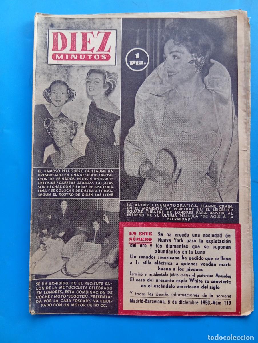 Sammeln von Zeitschriften Diez Minutos: REVISTA DIEZ MINUTOS. N&ordm; 119. A&Ntilde;O 1953. GUILLAUME, FAMOSO PELUQUERO. SALON DE MOTOCICLETA EN.. LEER.