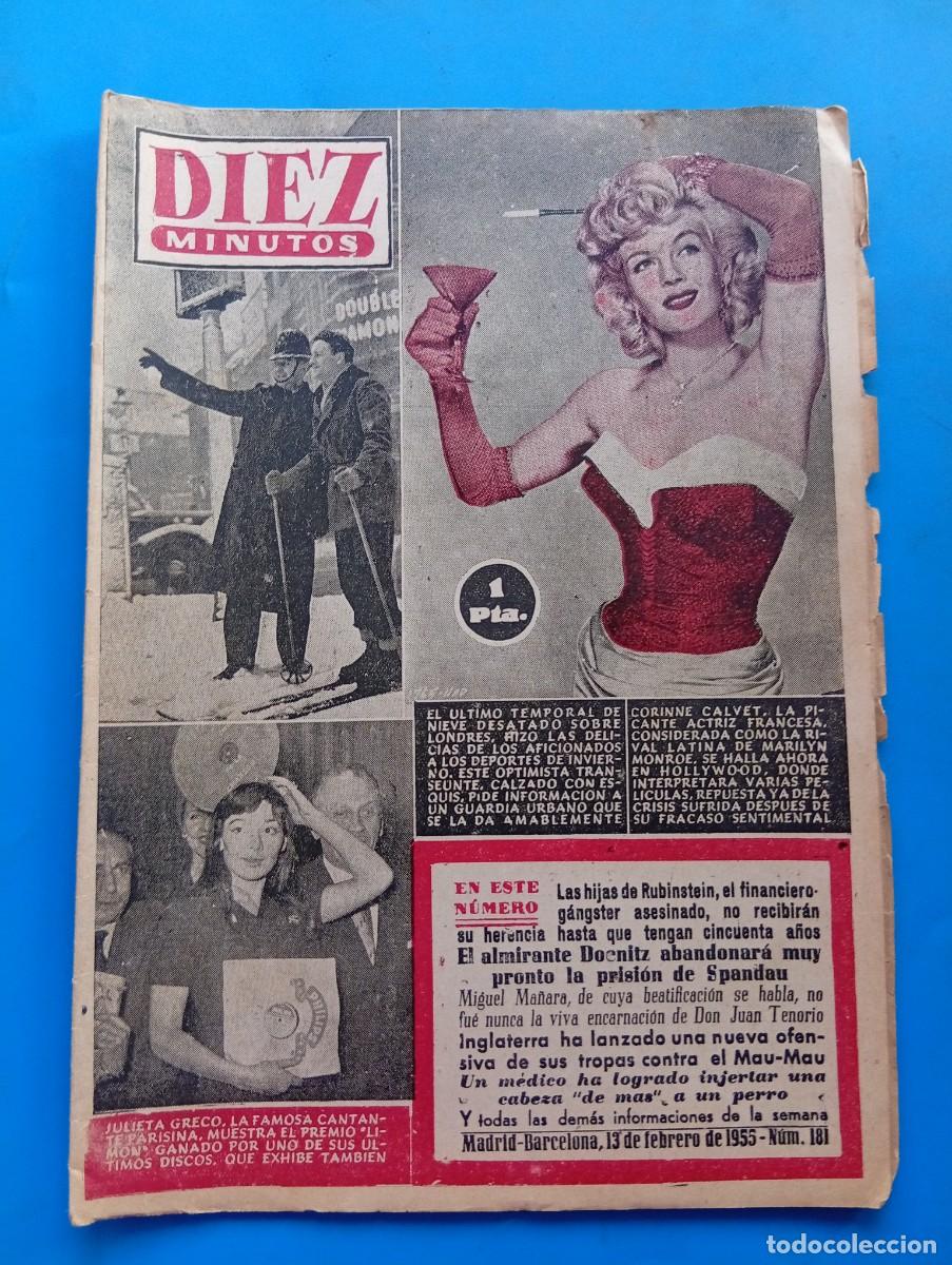 Sammeln von Zeitschriften Diez Minutos: REVISTA DIEZ MINUTOS. N&ordm; 181. A&Ntilde;O 1955. CORINNE CALVET, PICANTE ACTRIZ. EL ULTIMO TEMPORAL .. LEER.