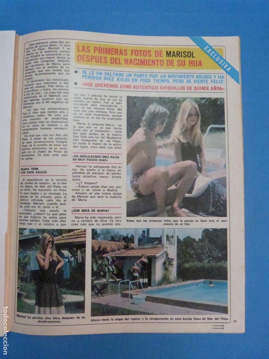 Coleccionismo de Revista Diez Minutos: RECORTE REPORTAJE CLIPPING DE MARISOL PEPA FLORES REVISTA DIEZ MINUTOS N&ordm; 1225 PAG 77-80