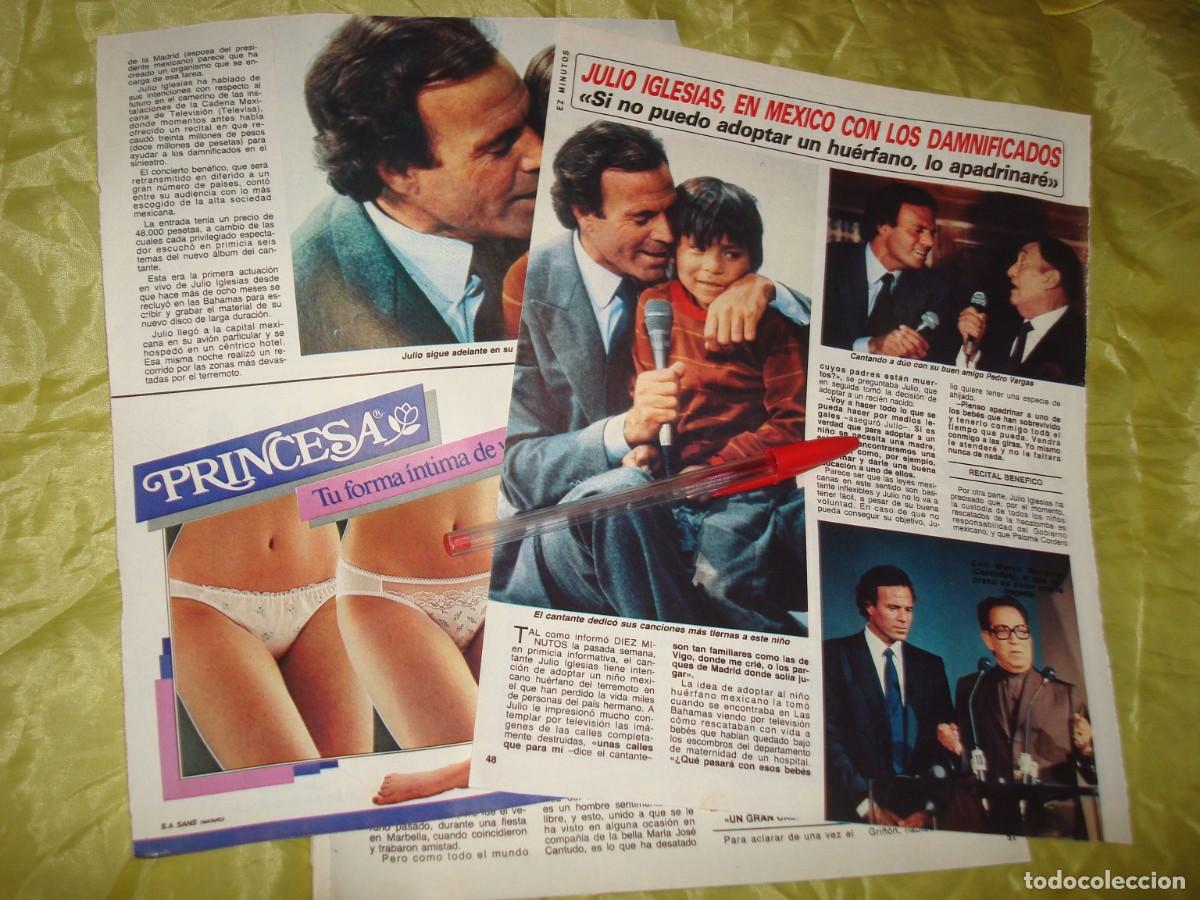 Coleccionismo de Revista Diez Minutos: RECORTE : JULIO IGLESIAS, EN MEXICO CON DAMNIFICADOS. CANTINFLAS. DIEZ MINUTOS, OCTUB 1985