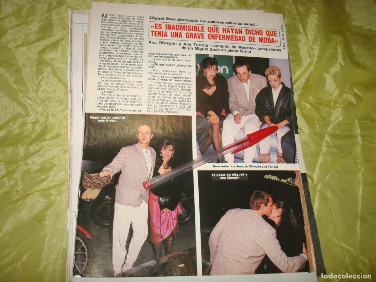 Collezionismo di Rivista Diez Minutos: RECORTE : MIGUEL BOSE, ANA OBREGON Y ANA TORROJA. DIEZ MINUTOS, OCTUB 1985