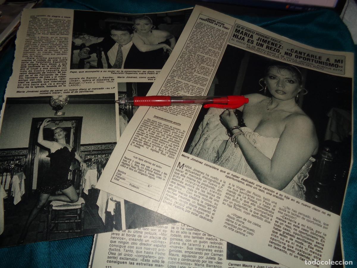 Coleccionismo de Revista Diez Minutos: RECORTE : MARIA JIMENEZ, DEDICA DISCO A SU HIJA. DIEZ MINUTOS, ABRIL 1988