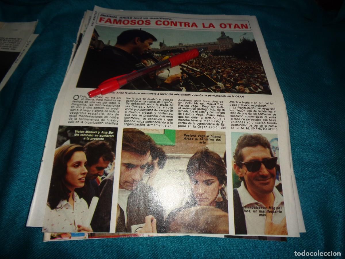 Coleccionismo de Revista Diez Minutos: RECORTE : FAMOSOS CONTRA LA OTAN : MIGUEL RIOS, ANA BELEN... DIEZ MINUTOS, NOVBR 1985