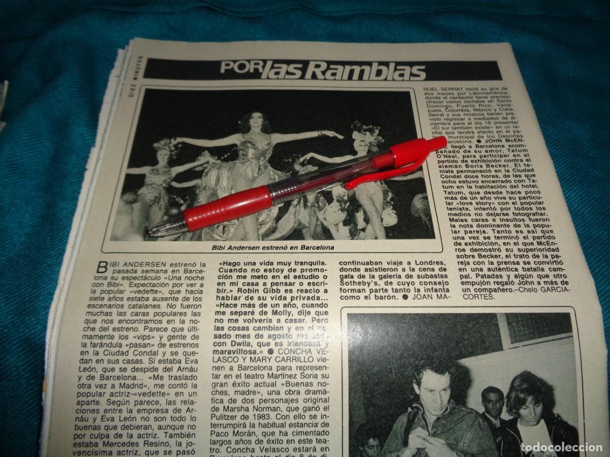 Coleccionismo de Revista Diez Minutos: RECORTE : BIBI ANDERSEN ESTRENO EN BARCELONA. DIEZ MINUTOS, NOVBR 1985