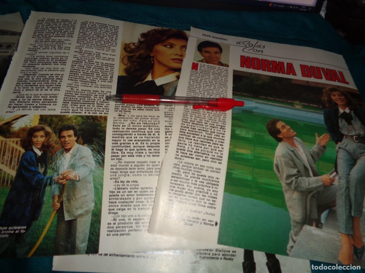 Coleccionismo de Revista Diez Minutos: RECORTE : NORMA DUVAL, ENTREVISTADA POR PEPE NAVARRO. DIEZ MINUTOS, NOVBR 1985