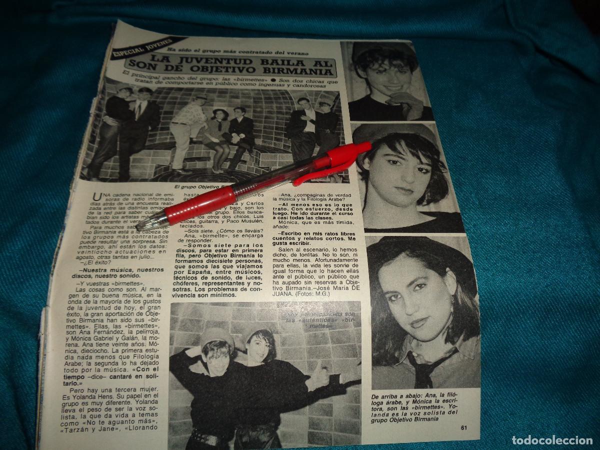 Coleccionismo de Revista Diez Minutos: RECORTE : OBJETIVO BIRMANIA, EL GRUPO DEL VERANO. DIEZ MINUTOS, SEPTM 1985