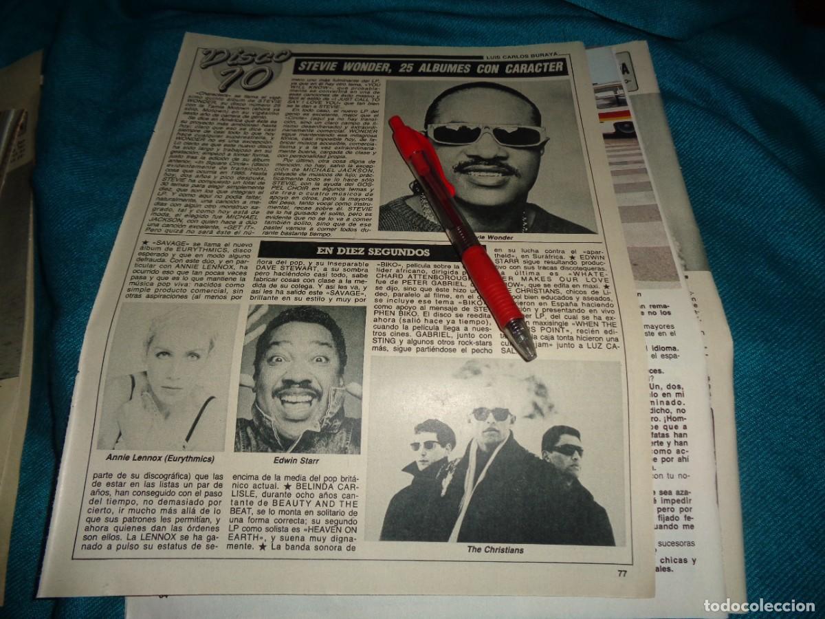 Coleccionismo de Revista Diez Minutos: RECORTE : STEVIE WONDER, ANNIE LENNOX, THE CHRISTIANS. DIEZ MINUTOS, ENERO 1988