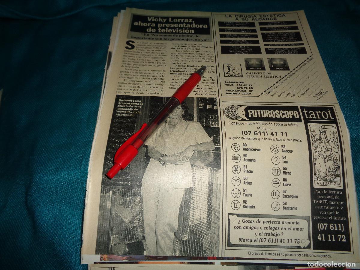 Coleccionismo de Revista Diez Minutos: RECORTE : VICKY LARRAZ, AHORA PRESENTADORA DE T,V. DIEZ MINUTOS, JUNIO 1991