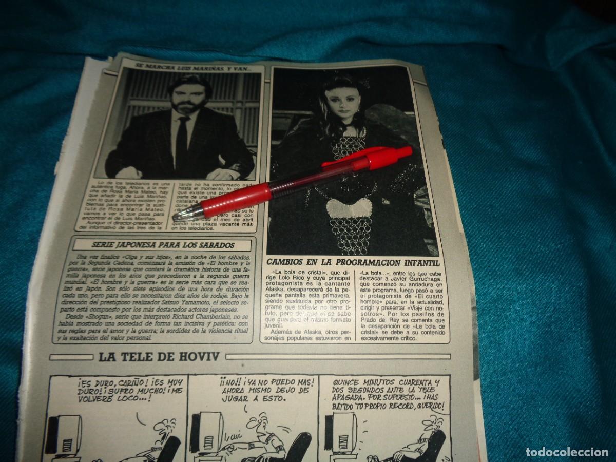 Coleccionismo de Revista Diez Minutos: RECORTE : ALASKA, CAMBIOS EN LA BOLA DE CRISTAL. DIEZ MINUTOS, MARZO 1988