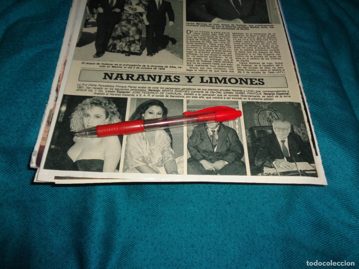Colecionismo da Revista Diez Minutos: RECORTE : PREMIOS NARANJAS Y LIMONES : MARTA SANCHEZ, ISABEL PANTOJA. DIEZ MINUTOS, MARZO 1988